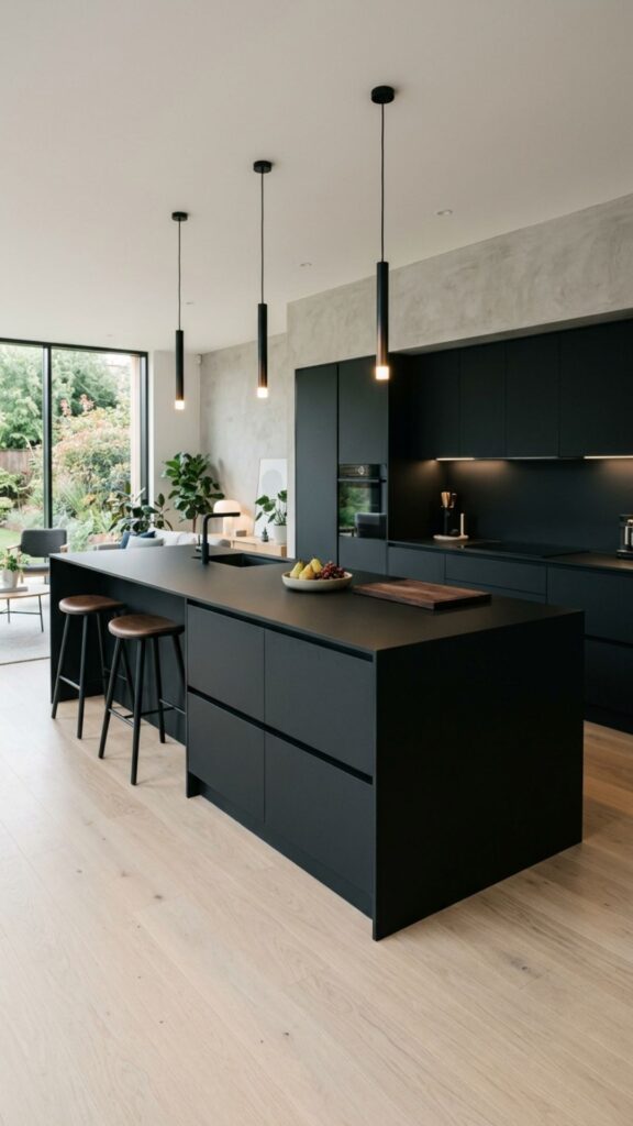 1. Matte Black Waterfall Island