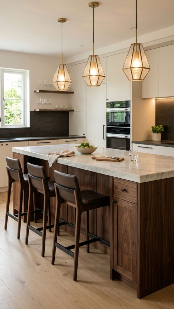 1. Rich Walnut Wood Island