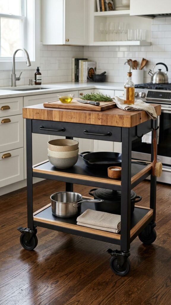 1. Rolling Cart Island on Wheels