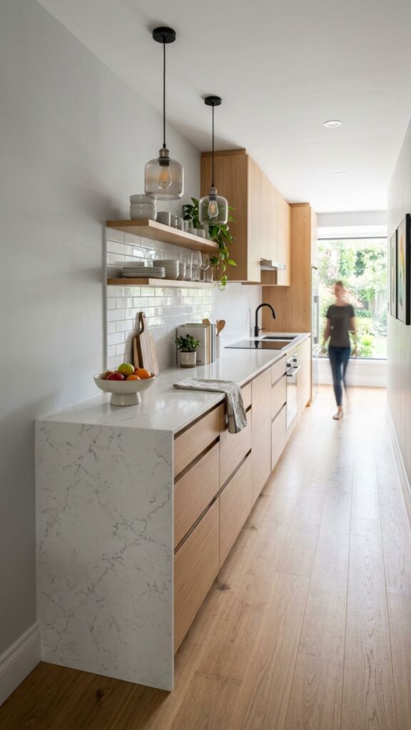 1. The Slim Galley-Style Wall Island