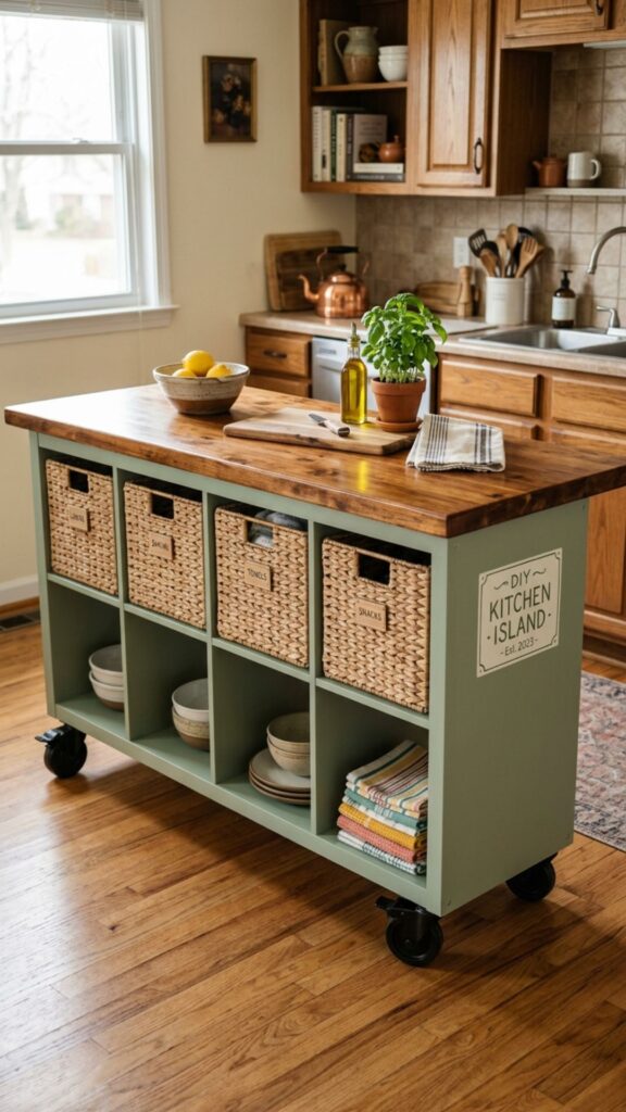 1. Turn a KALLAX Shelf Into a Budget Island