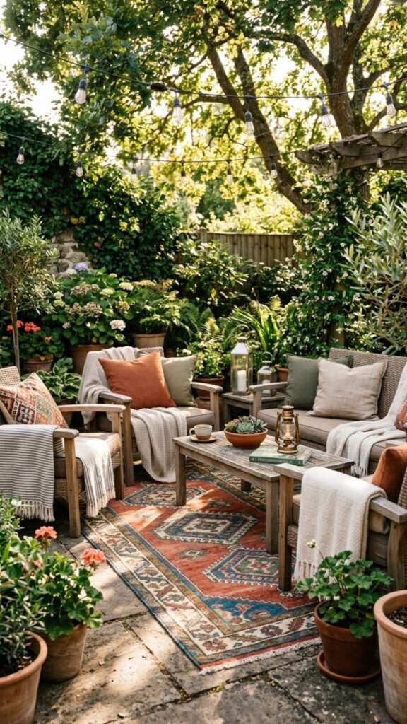 10. Add Comfortable Outdoor Rugs