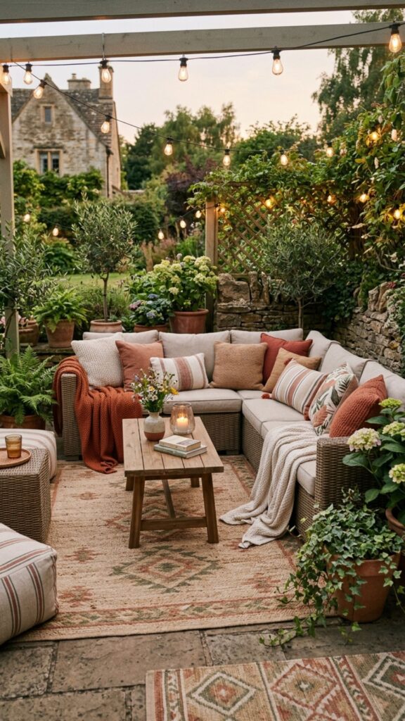 10. Add Soft Outdoor Rugs and Textiles
