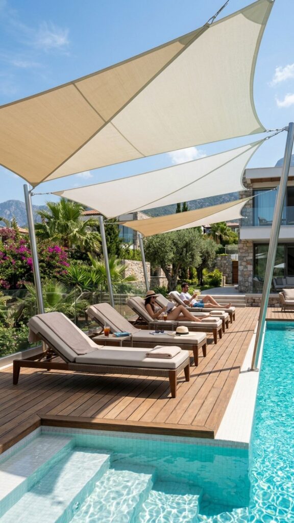 10. Add a Shade Sail for Modern Flair