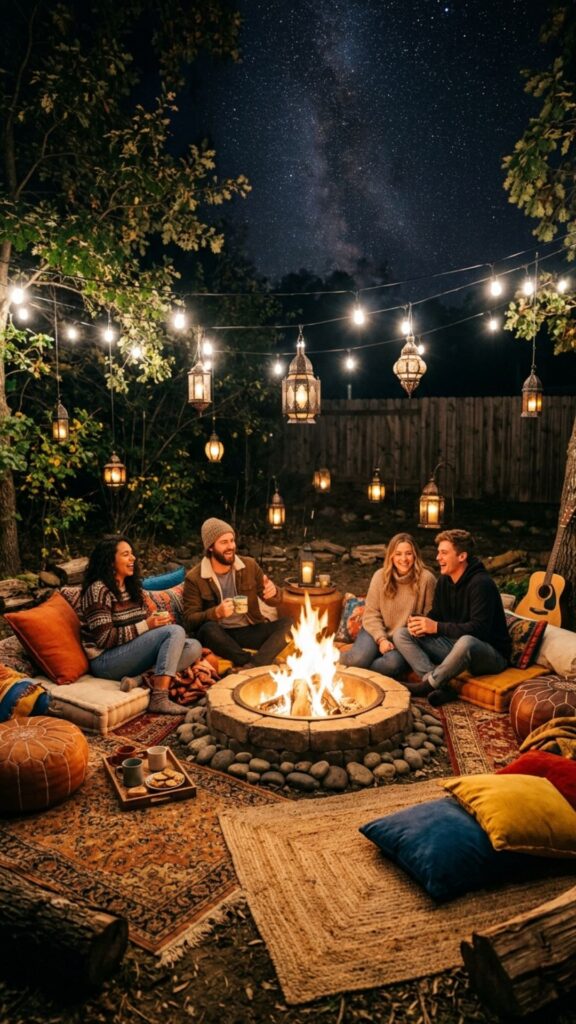 10. Bohemian Floor-Cushion Fire Circle