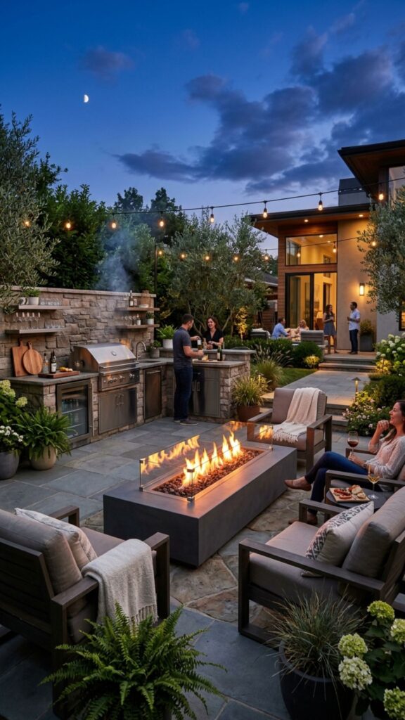 10. Fire Feature for Warmth and Ambiance