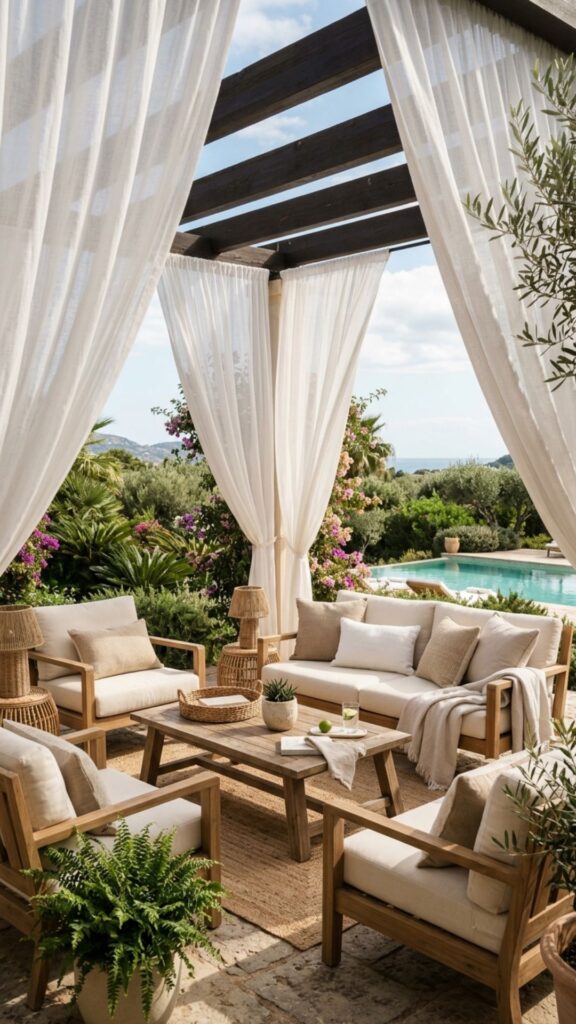 10. Hang Outdoor Curtains for Privacy and Drama