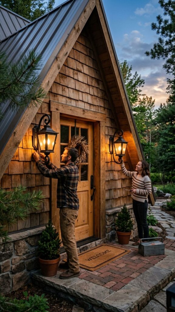 10. Install Rustic Lantern Sconces