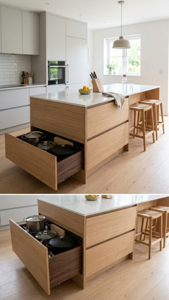 10. Island With Hidden Storage Drawers