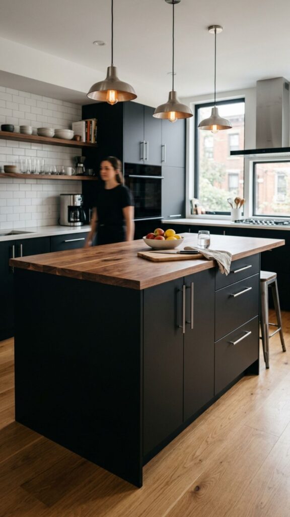 10. Matte Black Cabinet Island