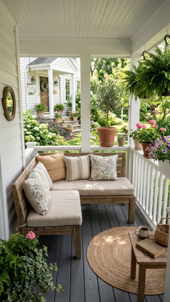10. The Corner Bench for Small Porches