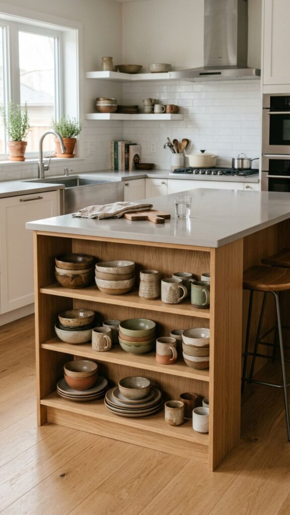 11. Add Open Shelving for Everyday Dishware