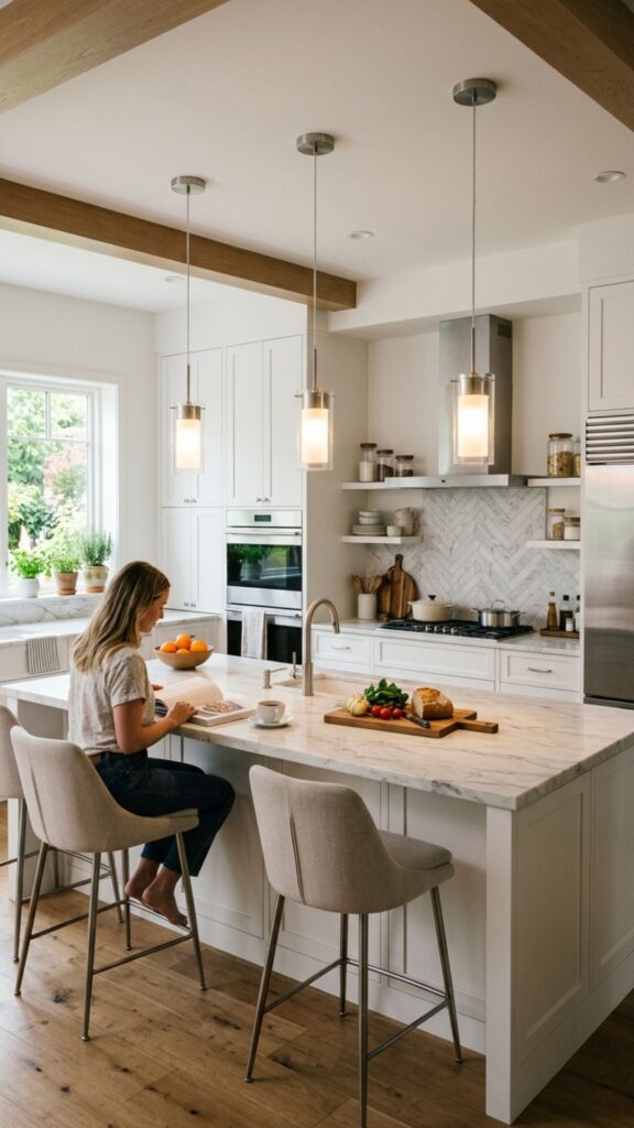 11. Add Pendant Lighting Above the Island