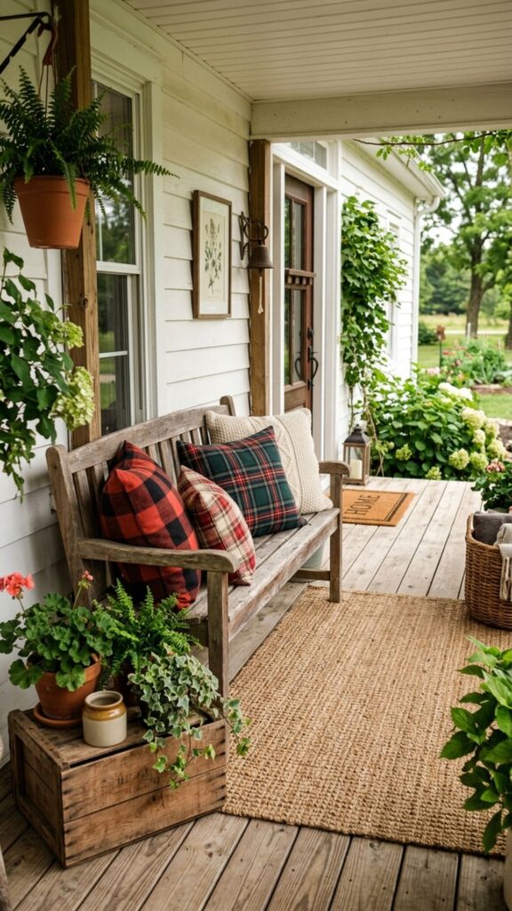 11. Add Plaid Pillows to Your Seating