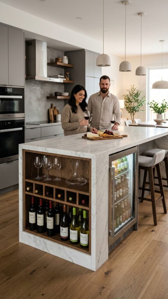 11. Add a Wine Rack or Beverage Fridge