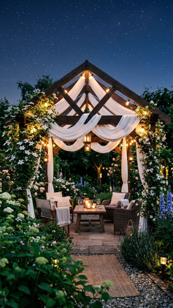 11. Build a Pergola or Draped Canopy