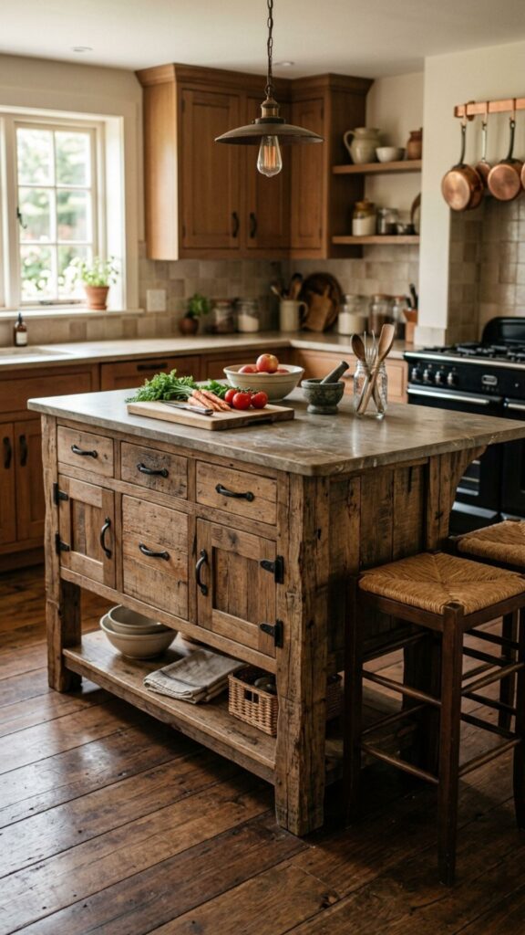 11. Choose a Rustic Reclaimed Wood Island