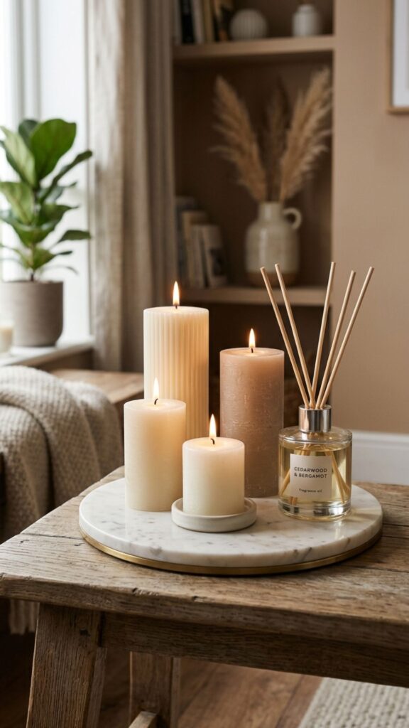 11. Display a Candle or Diffuser Arrangement