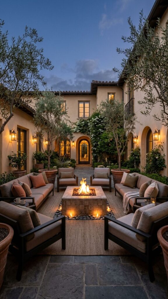 11. Elegant Courtyard Fire Feature