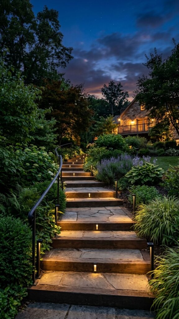 11. Frame Your Steps with Solar Stair Lights