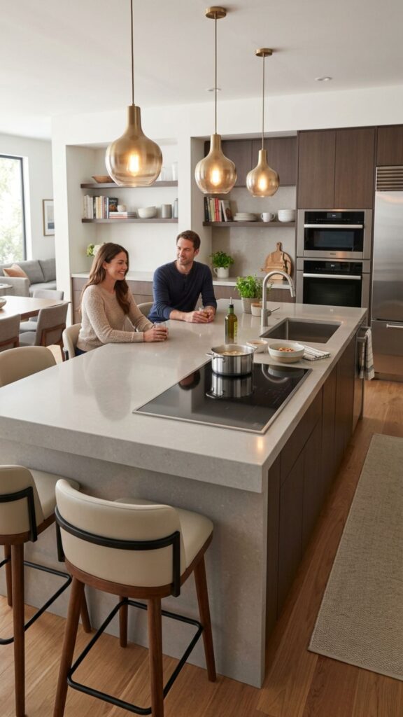 11. Islands with Integrated Cooktops