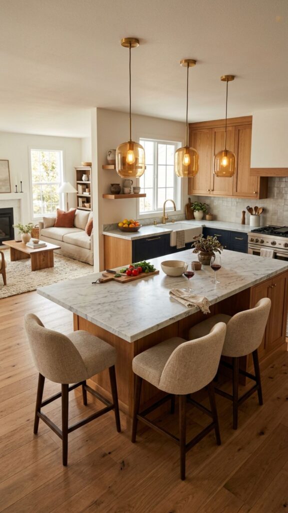 11. Kitchen Island Ideas With Bar Stools for Open Layouts