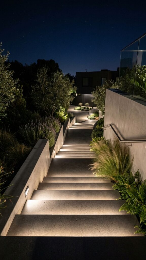 11. Line Steps With Recessed Lights