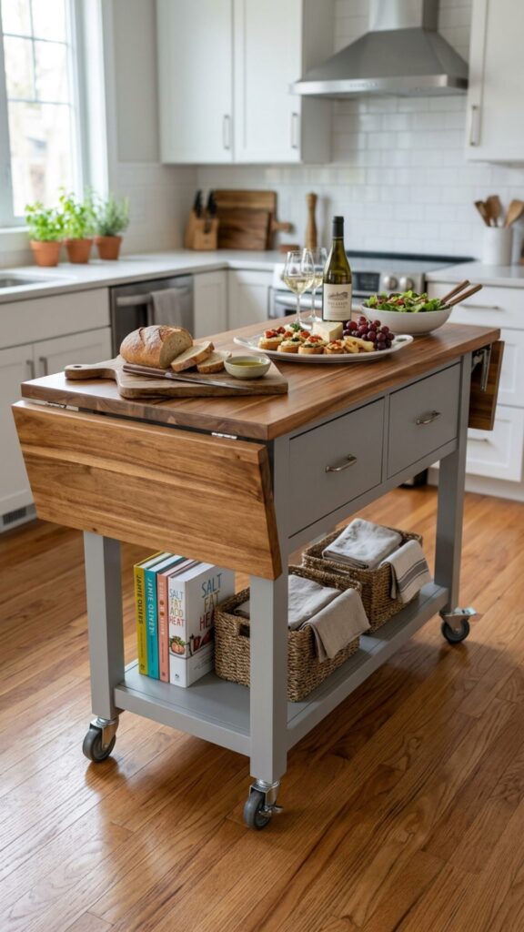 11. Mobile Kitchen Island With Fold-Down Sides