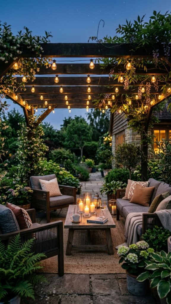 11. String-Light Draped Pergola