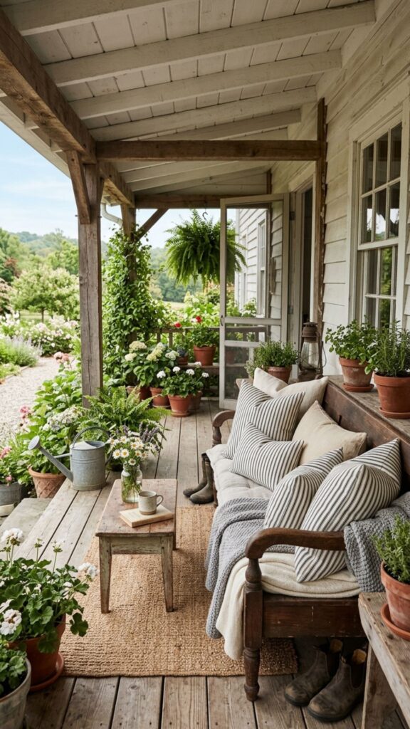 11. Use Black and White Ticking Stripe Pillows