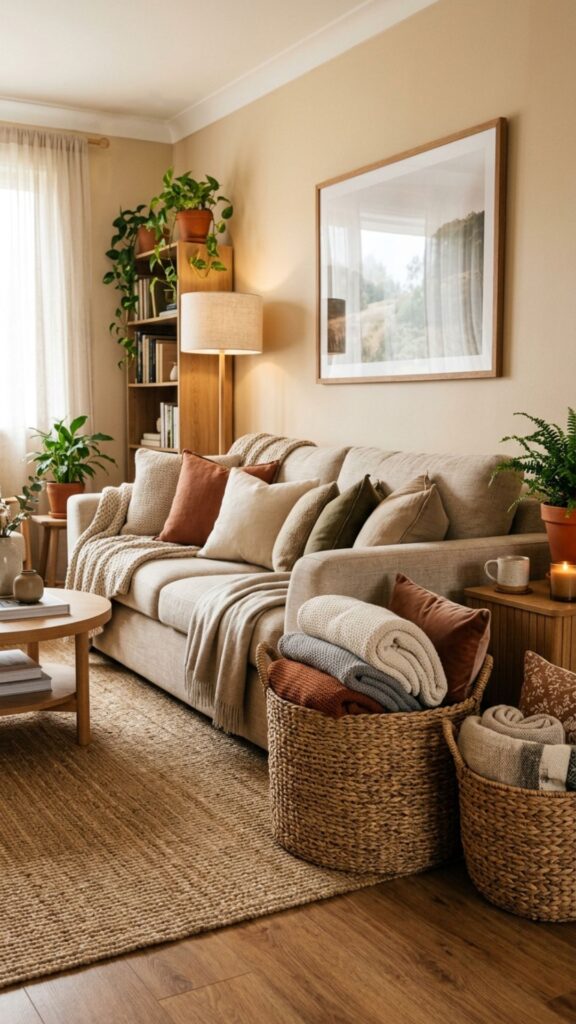 11. Use Woven Baskets for Storage