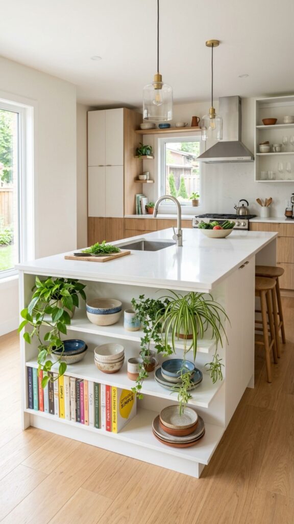 11. White Island with Open Shelving