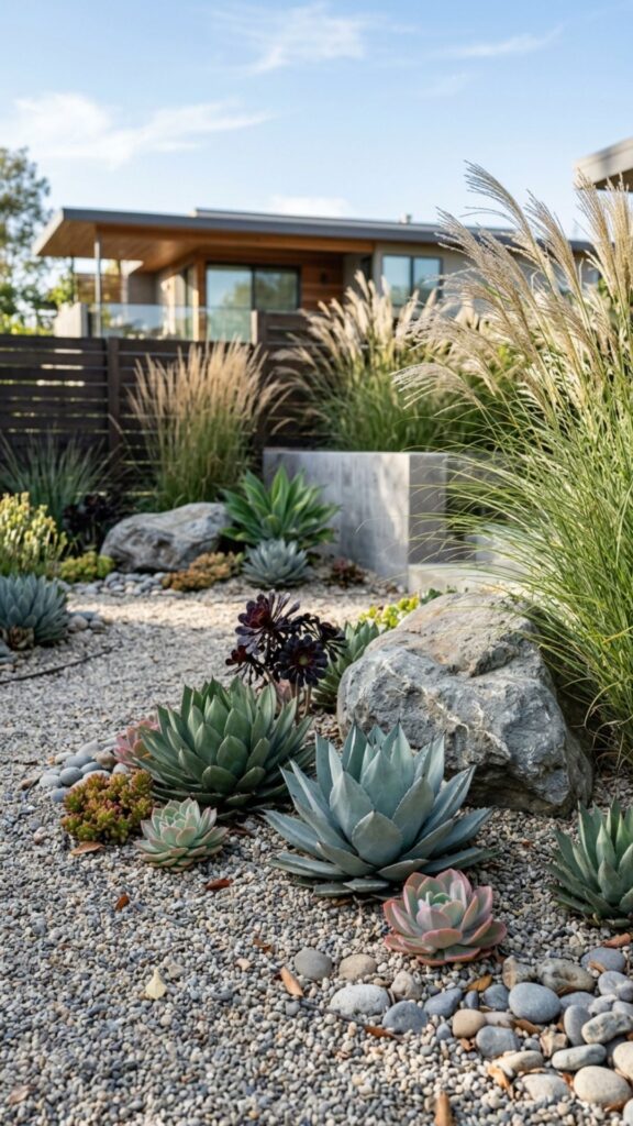 11. Xeriscape With Gravel and Succulents