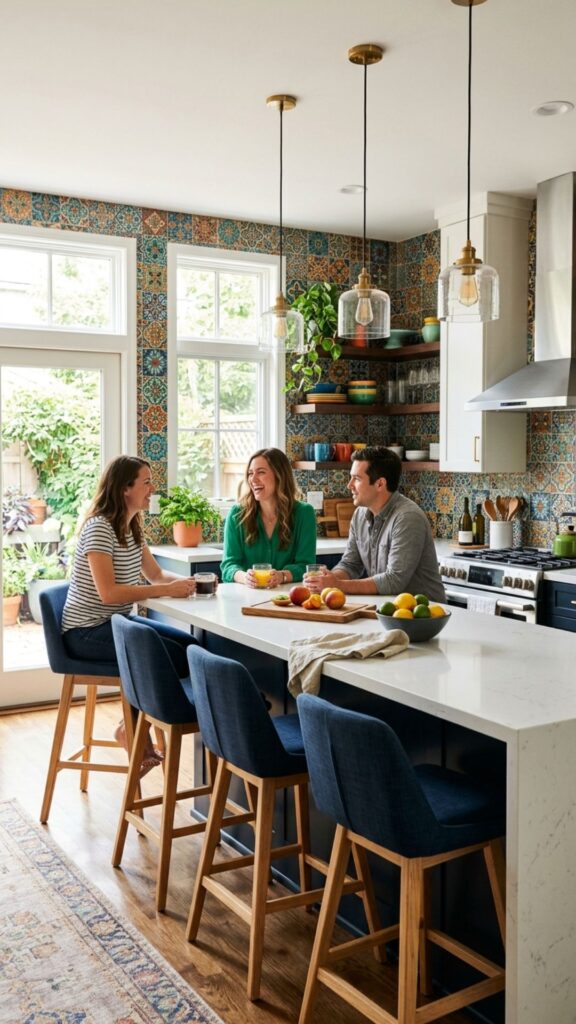 12. Add a Bold Backsplash Behind Seating