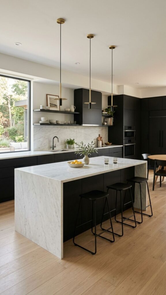 12. Black Island With Marble Top