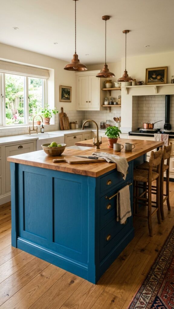 12. Blue Island With Butcher Block Top