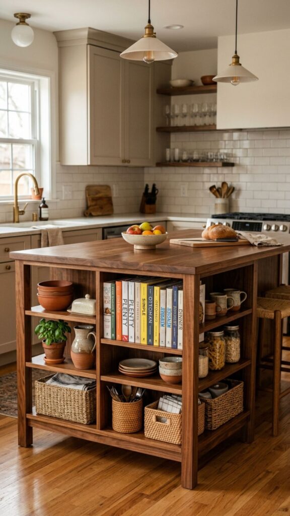 12. Brown Island with Open Shelving