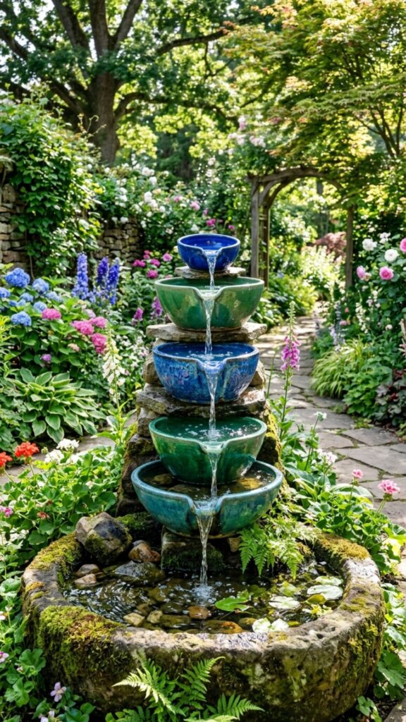 12. Cascading Bowls or Pots