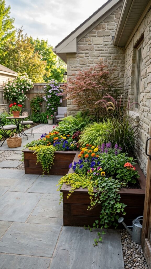 12. Container-Style Corner Beds