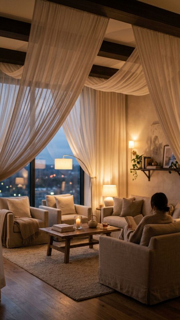 12. Drape Sheer Curtains Around the Seating