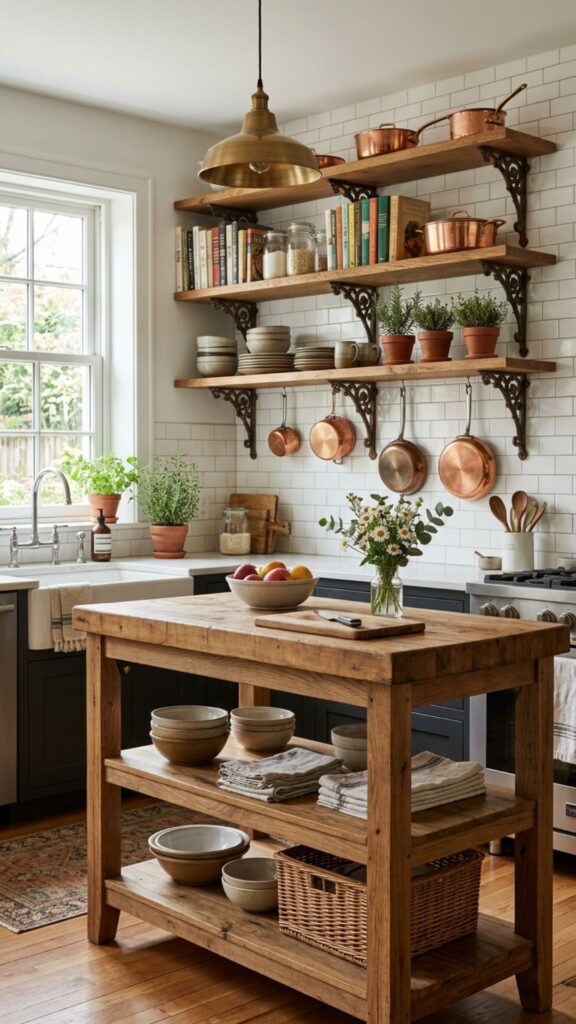 13. Add Open Shelving with Antique Brackets