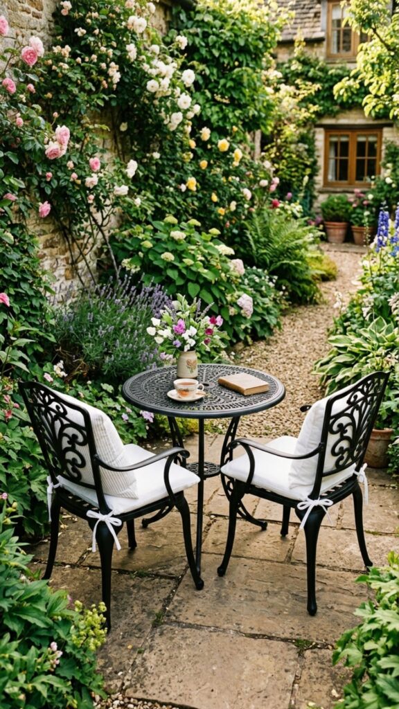 13. Add a Classic Black Metal Bistro Set