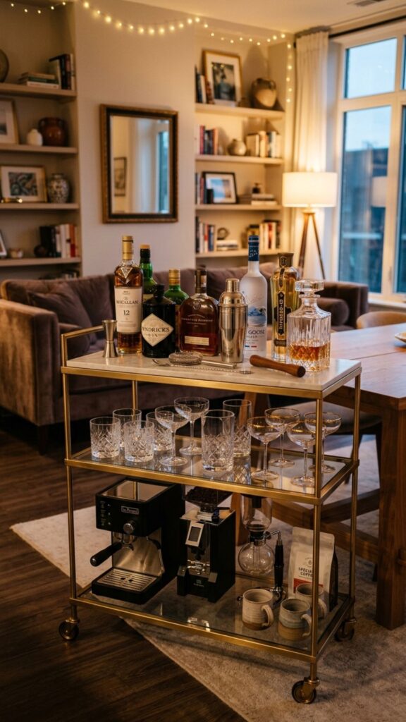 13. Bar Cart Island for Entertaining