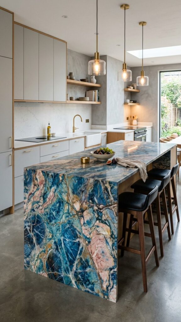 13. Bold Colored Marble for Adventurous Spaces