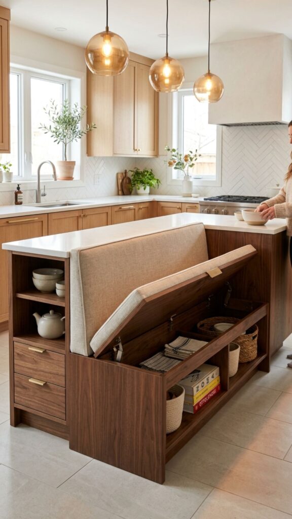 13. Built-In Storage Bench Island