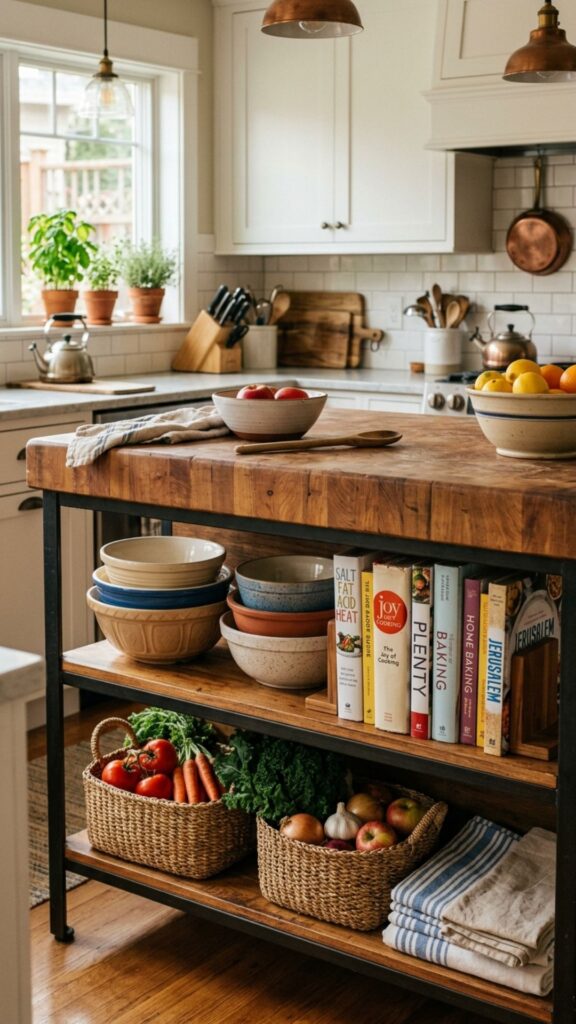 13. Butcher Block With Open Shelving
