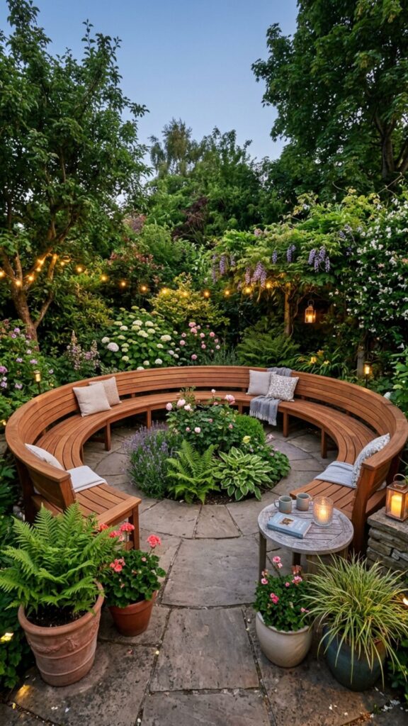 13. Curved Courtyard Benches
