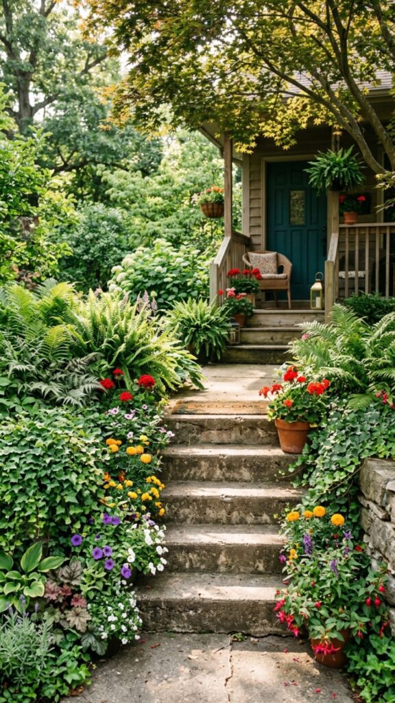 13. Frame the Steps with Greenery