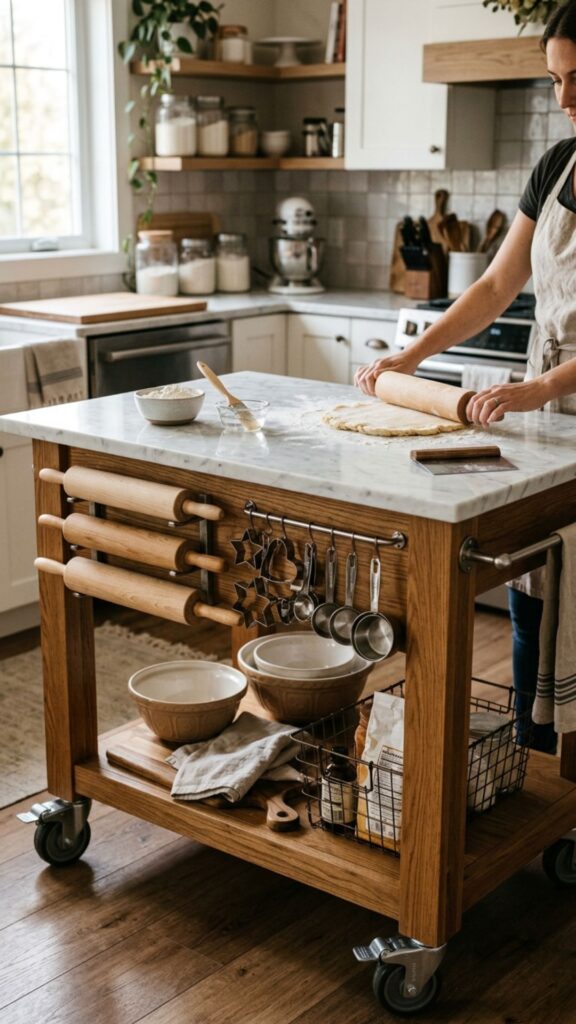 13. Marble-Topped Island for Baking Fans