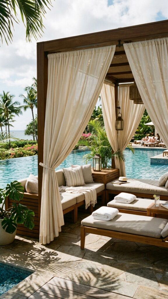 13. Poolside Cabana With All-Weather Curtains